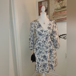 Lucky brand white and blue paisley print dress